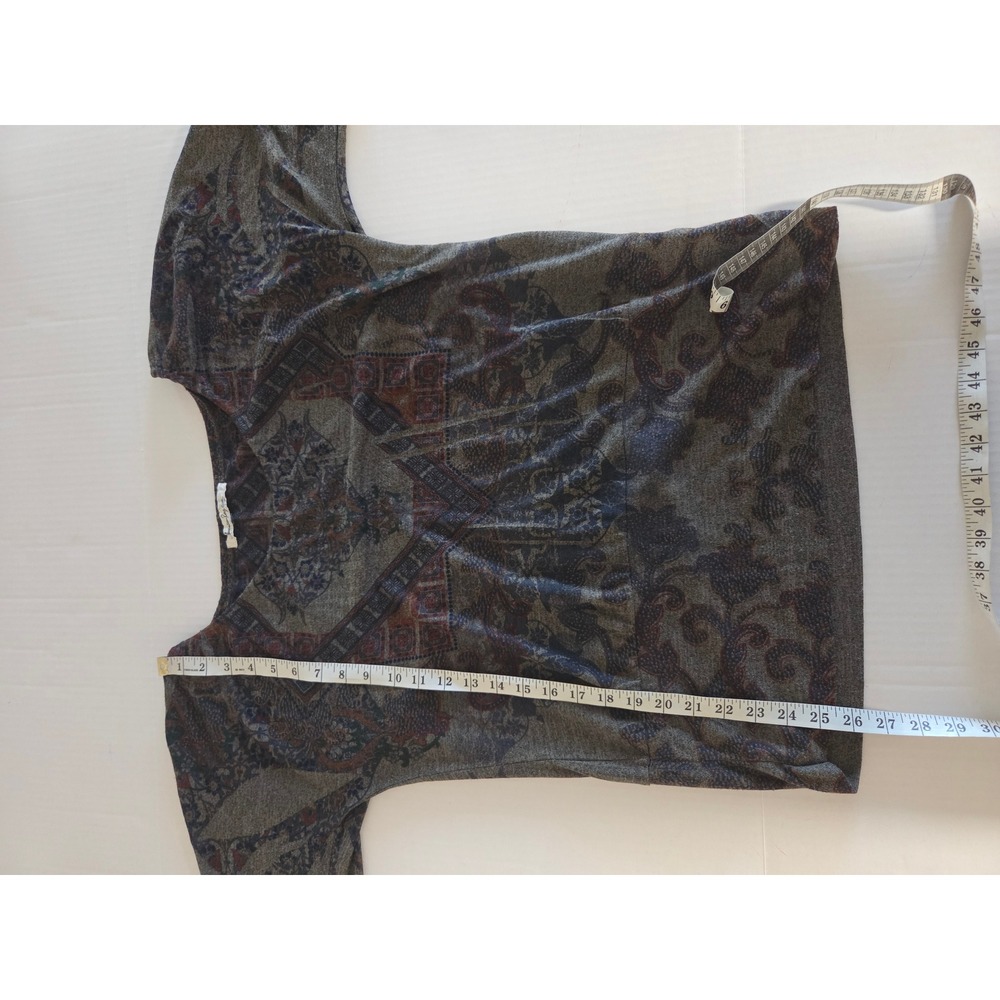 American Rag Cie Womens Paisley Medallion Print Long Sleeve Scoop Neck Top Green - Picture 5 of 6